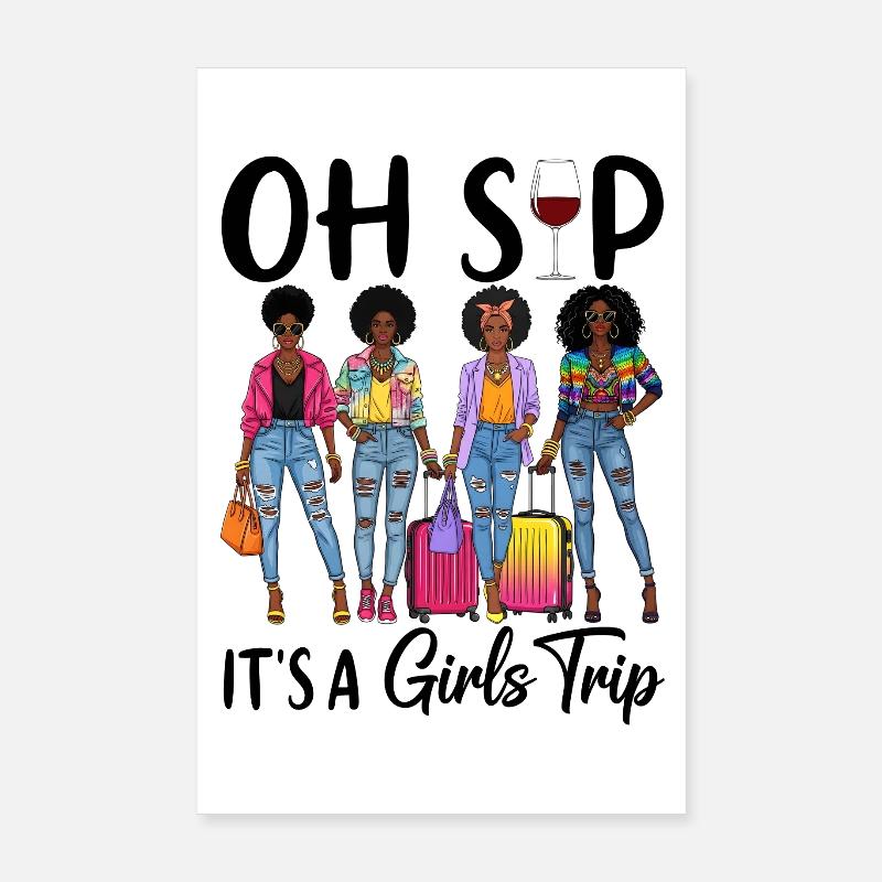 Femmes afro élégantes avec ensemble de voyage Poster 20 x 30 cm