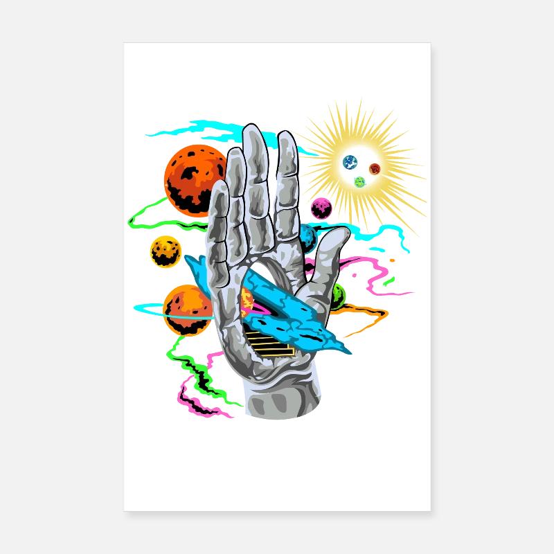 Cosmic Hand with Planetary Orbits Poster 8" x 12" (20x30 cm)