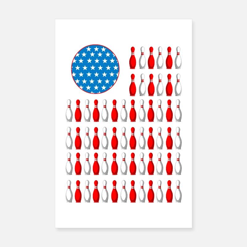 Drapeau des États-Unis patriotique Bowling Pins Pattern Poster 20 x 30 cm
