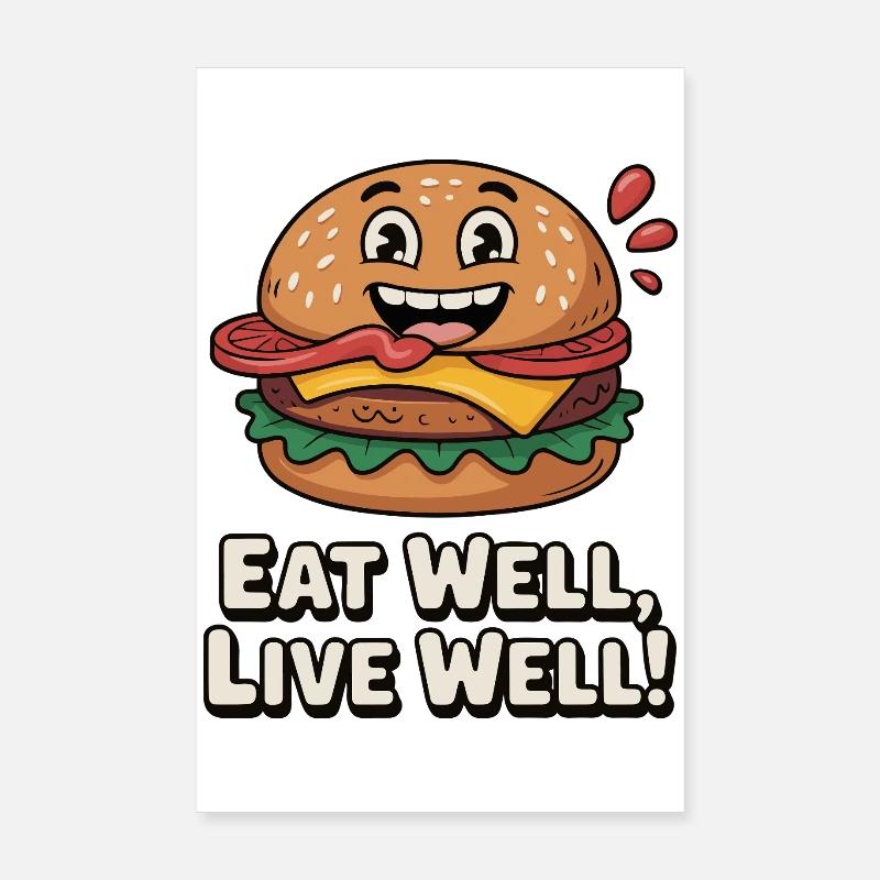 Conception de hamburger animé humoristique Poster 20 x 30 cm