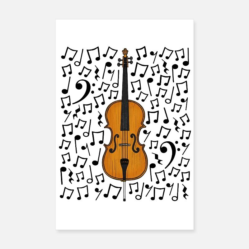 Cello Musical Notes Cellist String Musician Poster 8" x 12" (20x30 cm)