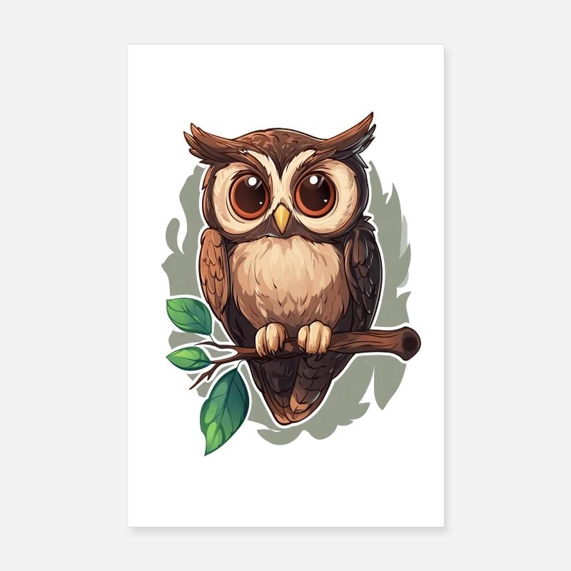 Eule - Poster 20x30 cm - Weiß
