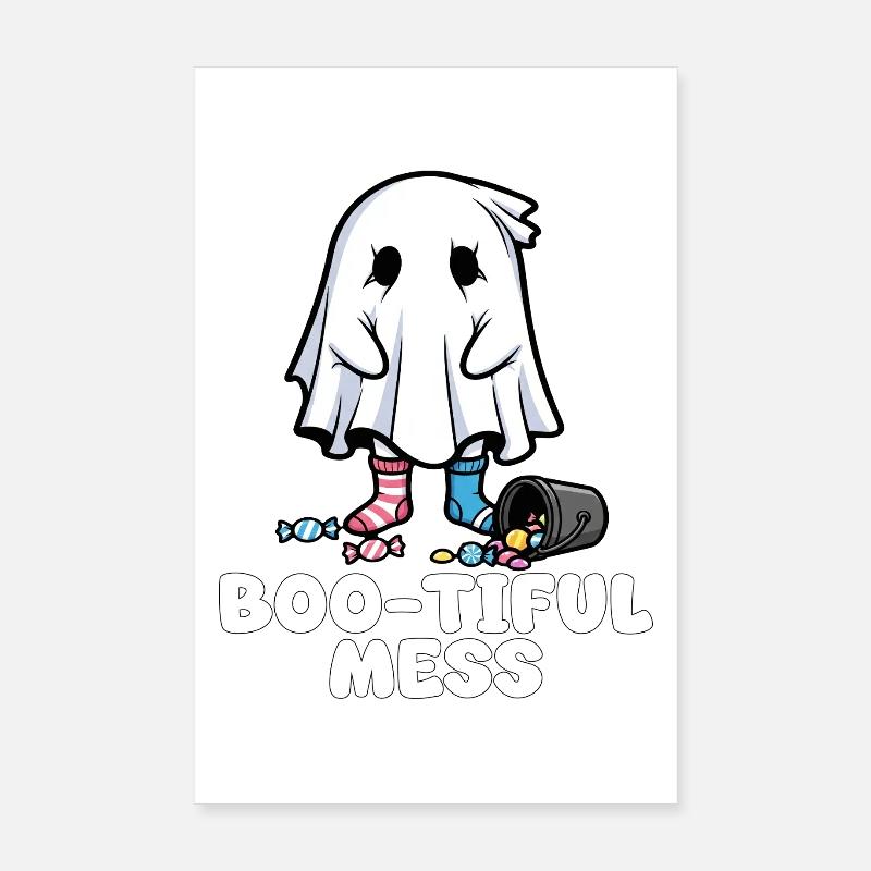 BOO-TIFUL MESS - GHOST HALLOWEEN - Poster 8" x 12" (20x30 cm) - white