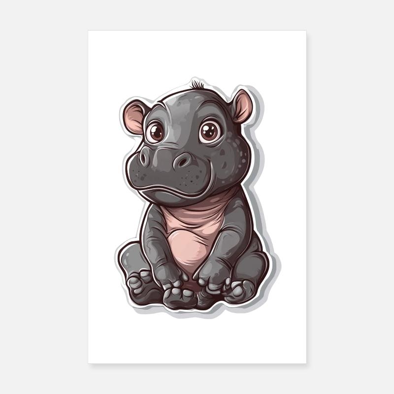 Hippopotame Poster 20 x 30 cm