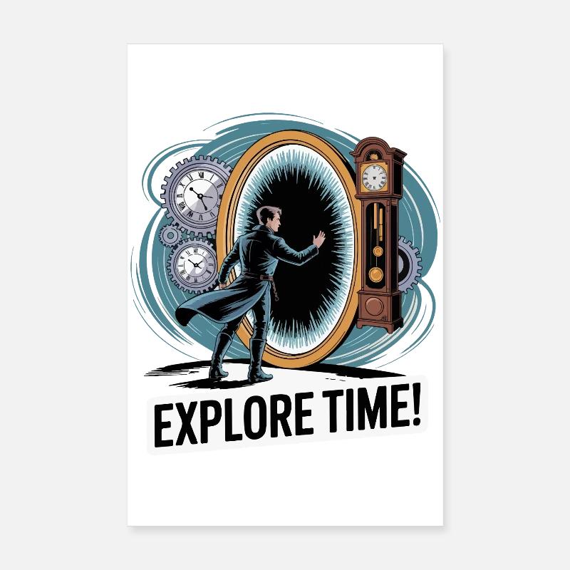 Explore Time Surreal Clock Design Poster 8" x 12" (20x30 cm)