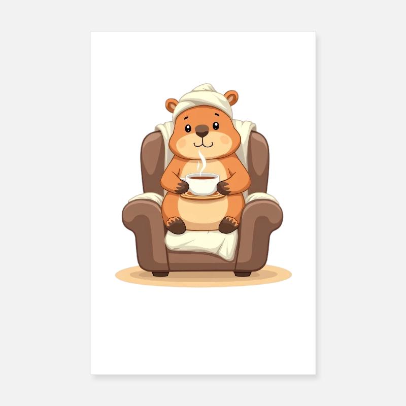 Cuddly bear with teacup Poster 8" x 12" (20x30 cm)