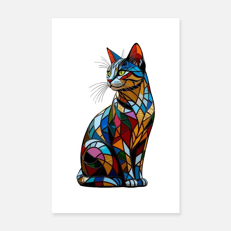 Chat coloré arc-en-ciel couleurs Popart chat maman chats Poster 20 x 30 cm
