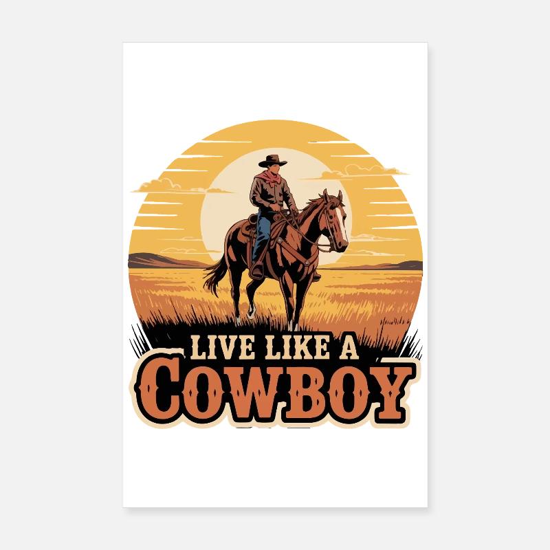 Conception graphique de Cowboy Sunset Ride Poster 20 x 30 cm