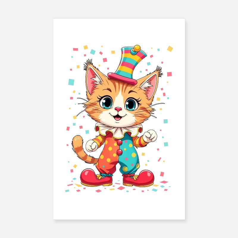 Chaton Clown Joyeux Impression Instantanée Poster 20 x 30 cm