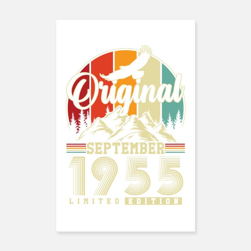 Anniversaire original de septembre 1955 Poster 20 x 30 cm