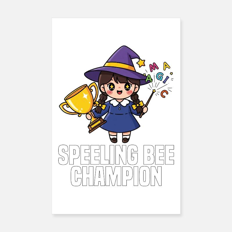 SPEELING BEE CHAMPION - SORCIÈRE HALLOWEEN - Poster 20 x 30 cm - blanc