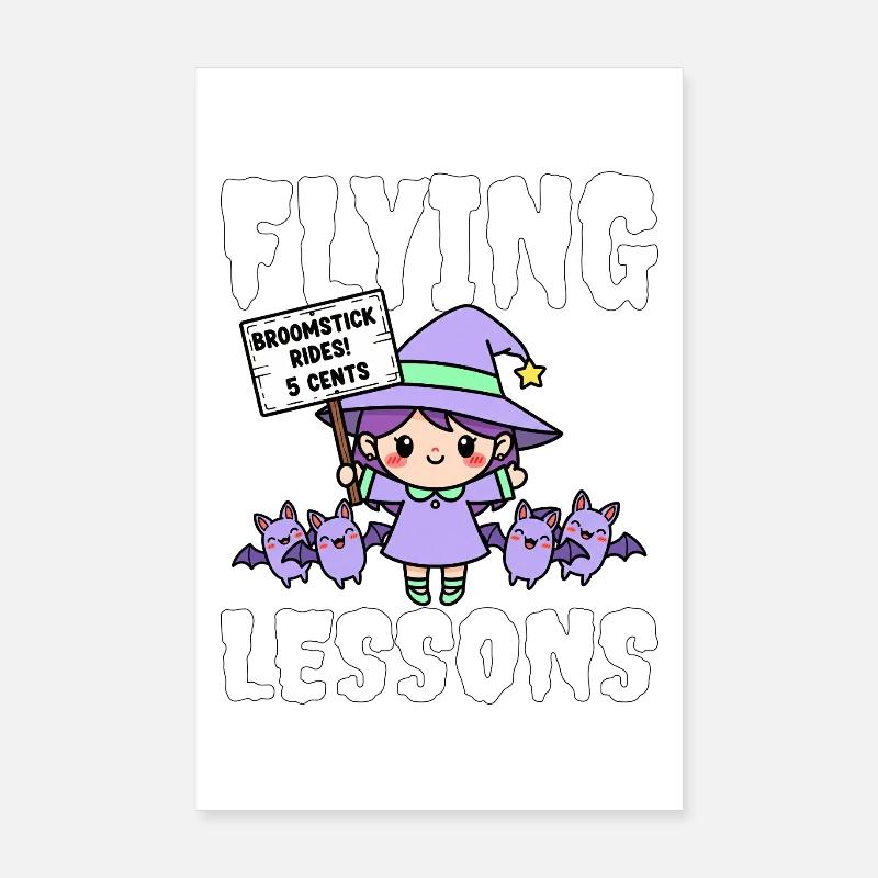 FLYING LESSONS - WITCH HALLOWEEN Poster 8" x 12" (20x30 cm)