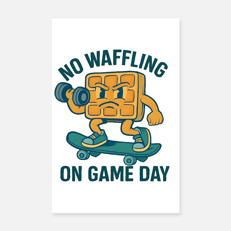 Dessin animé de gaufre avec un design de skateboard Poster 20 x 30 cm