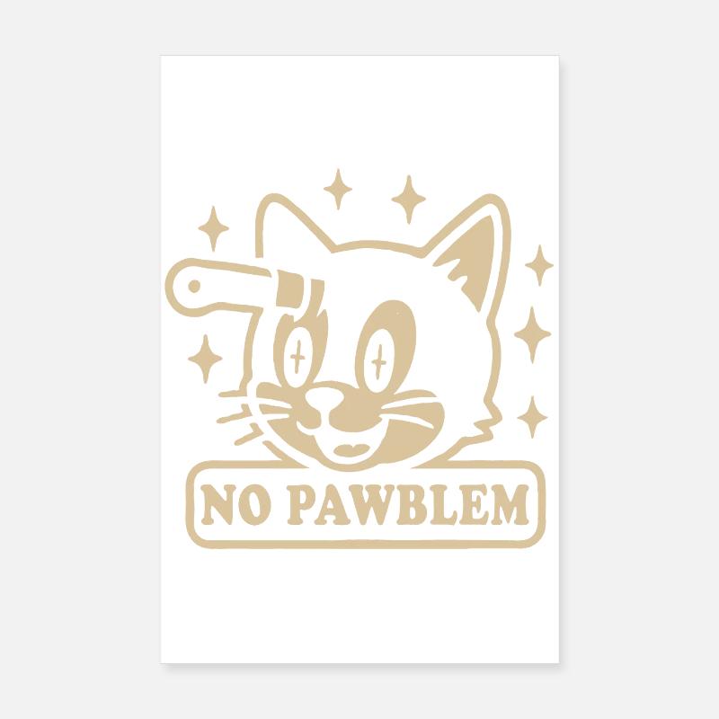 Vintage chat pas de pawblem drôle chat jeu de mots Poster 20 x 30 cm