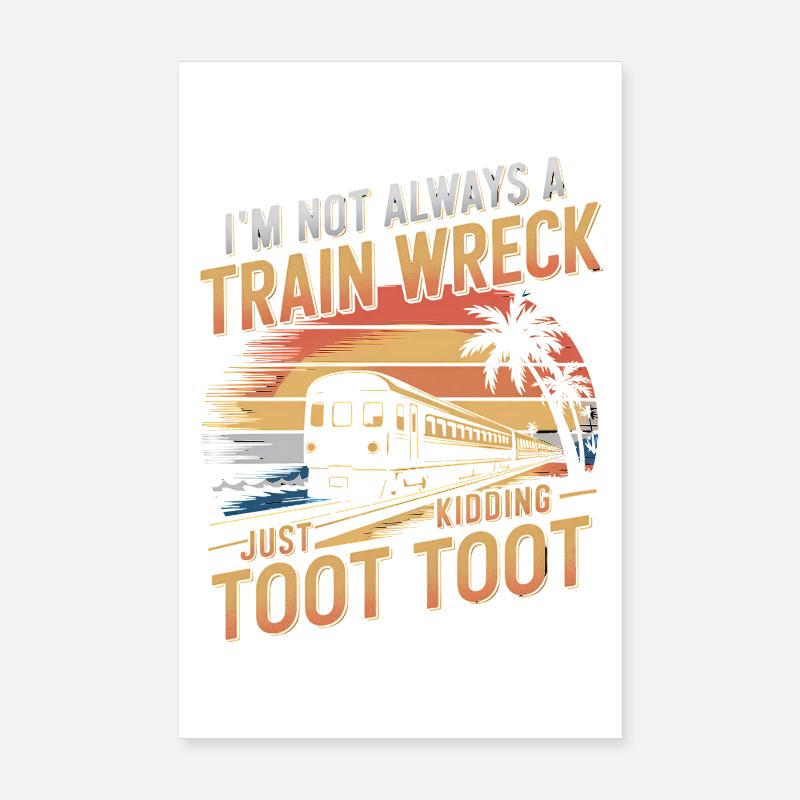 Train Wreck Humor Sunset Poster 8" x 12" (20x30 cm)