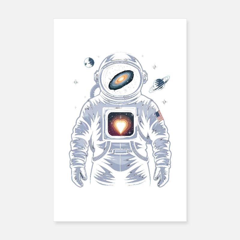 Conception d’astronaute de cœur de l’espace Poster 20 x 30 cm