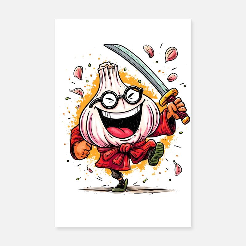 Fearless Garlic Samurai Hero Character Poster 8" x 12" (20x30 cm)
