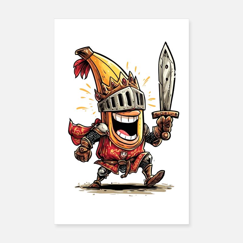 Chevalier comique avec épée et casque Poster 20 x 30 cm
