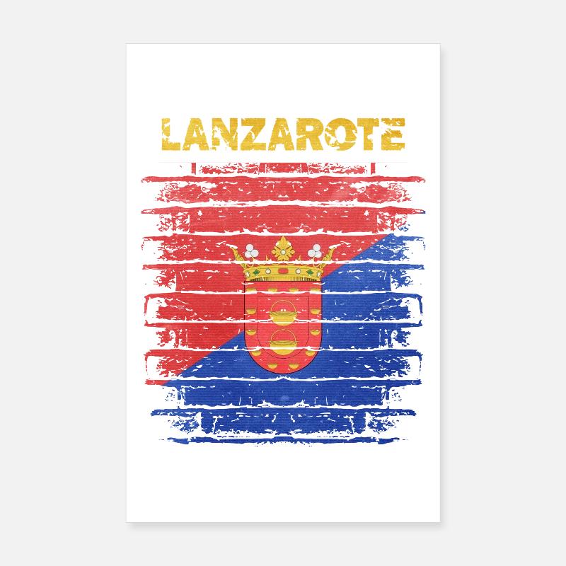 Drapeau de Lanzarote avec motif de vagues Poster 20 x 30 cm