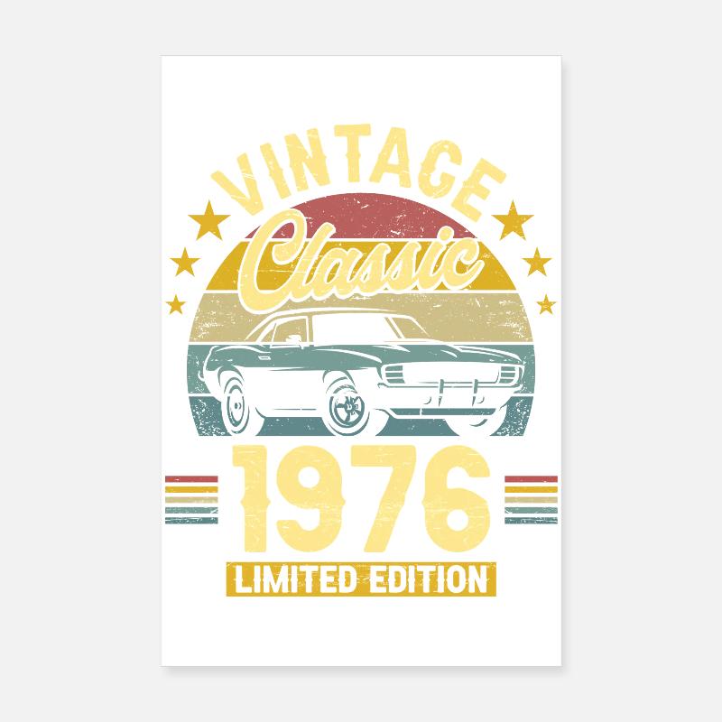 1976 Auto 50. Geburtstag Mann - Poster 20x30 cm - Weiß