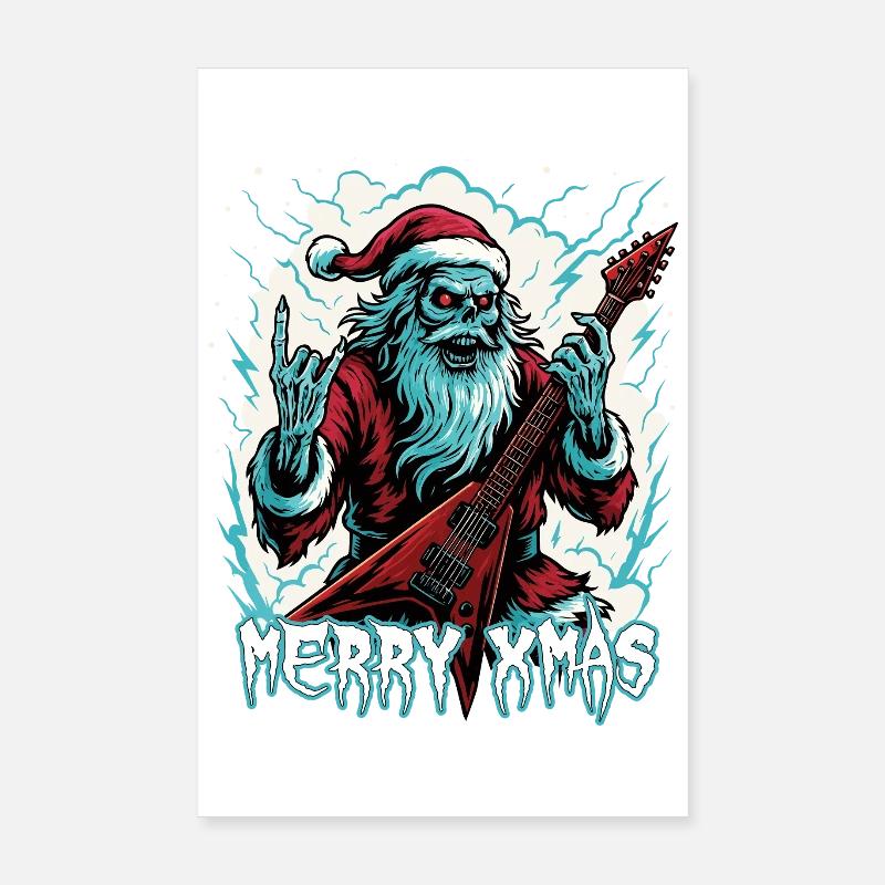 Santa Doom avec guitare électrique Poster 20 x 30 cm