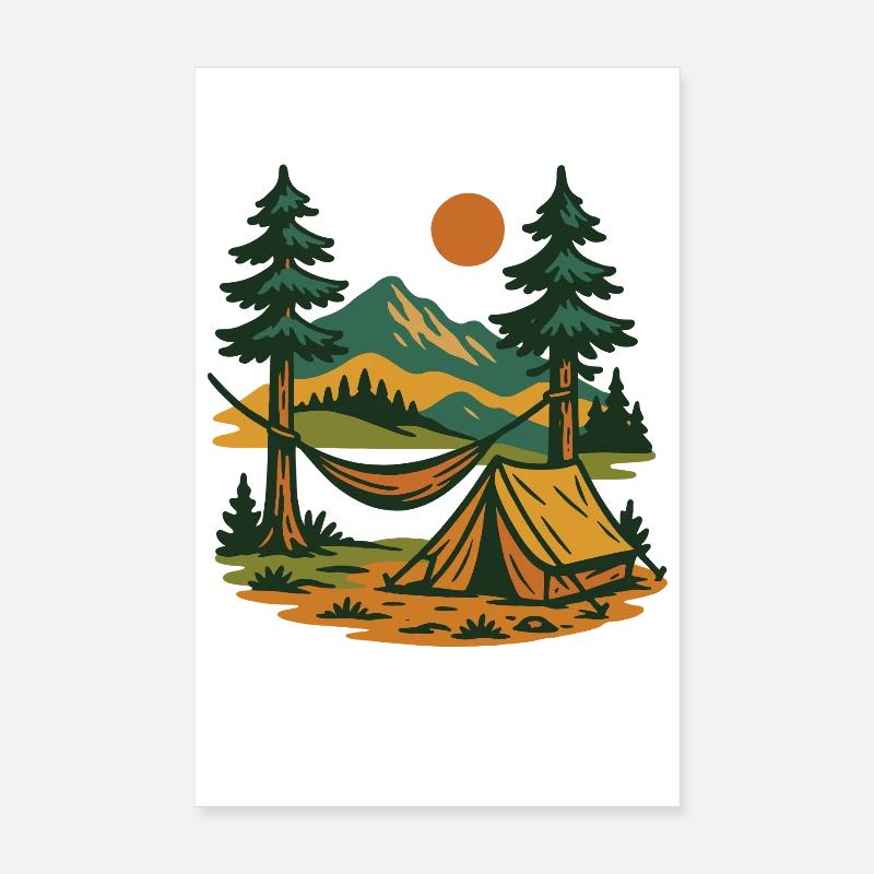 Funny Camping Camper Adventure Campfire Poster 8" x 12" (20x30 cm)