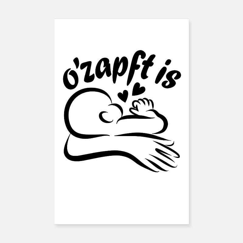 Baby Drinking Breastfeeding Mom O'zapft is Poster 8" x 12" (20x30 cm)