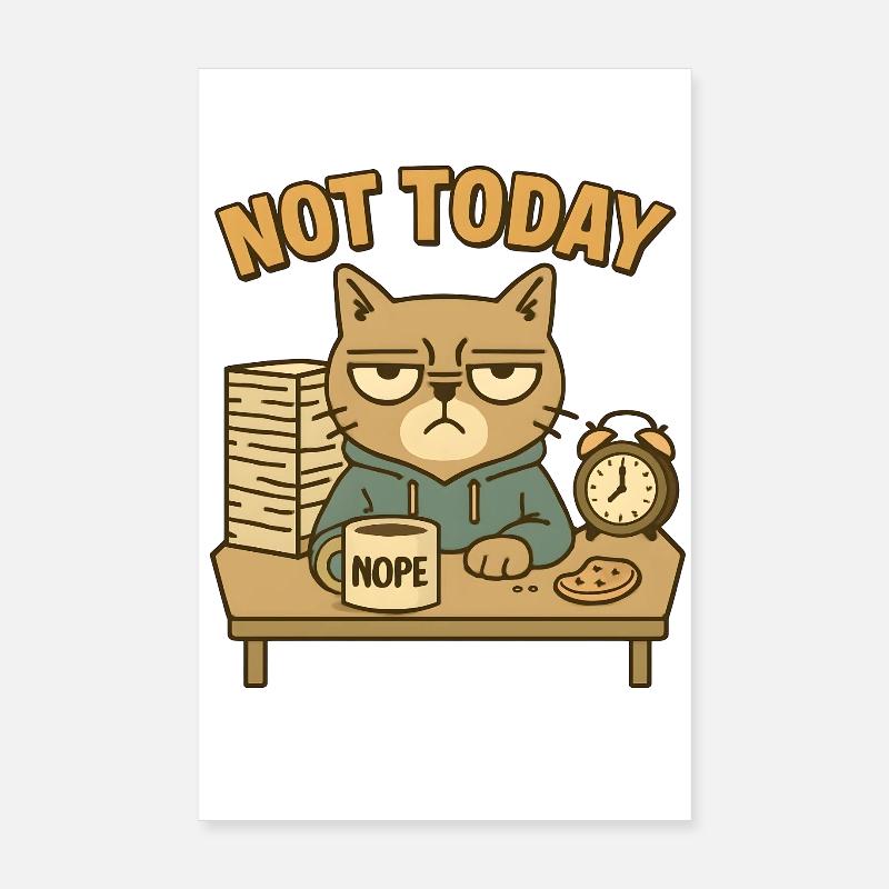 Eigensinnige Katze - Poster 20x30 cm - Weiß