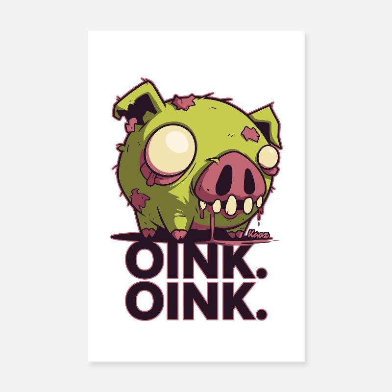 Conception de dessin animé de cochon zombie effrayant Poster 20 x 30 cm