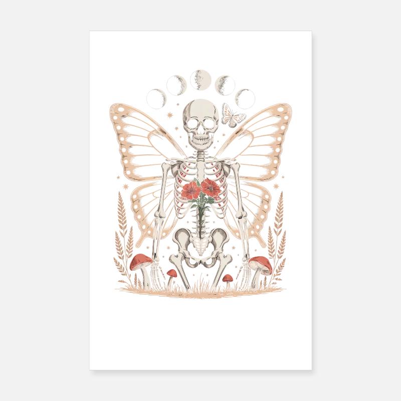 Fée squelette gothique avec phases de lune Poster 20 x 30 cm
