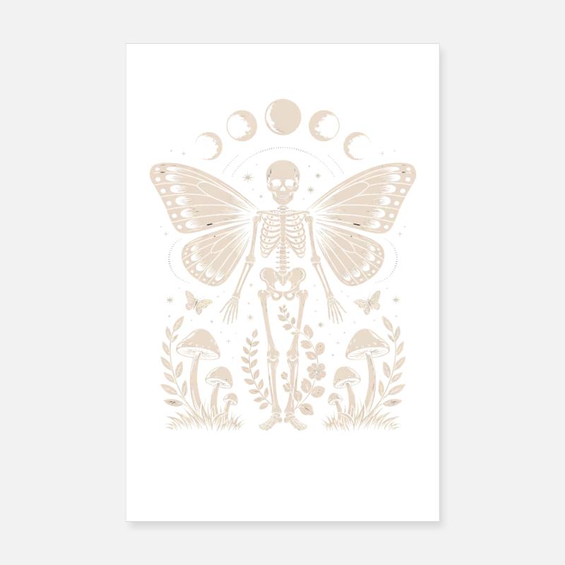 Fée squelette gothique avec phases de lune Poster 20 x 30 cm