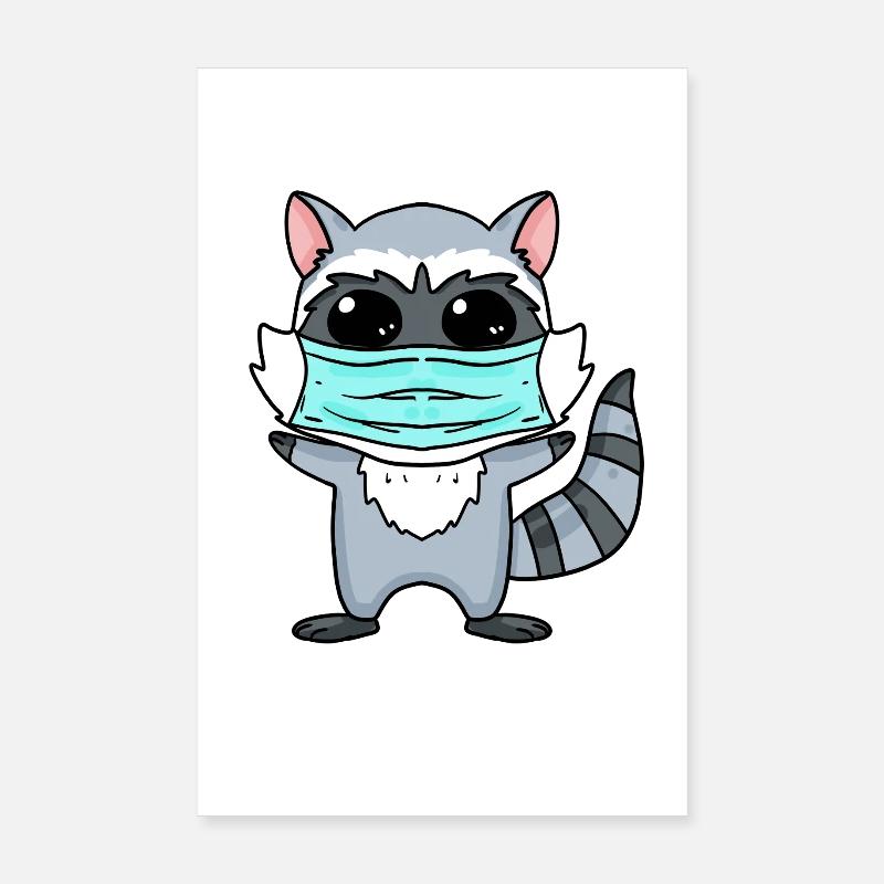 Lustiger Waschbär mit Maske Poster 20x30 cm