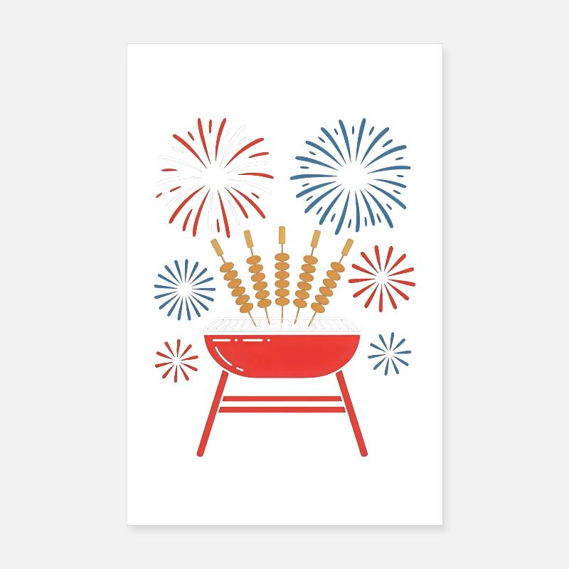 Pitmaster BBQ Skewers Independence Day 4th of Poster 8" x 12" (20x30 cm)