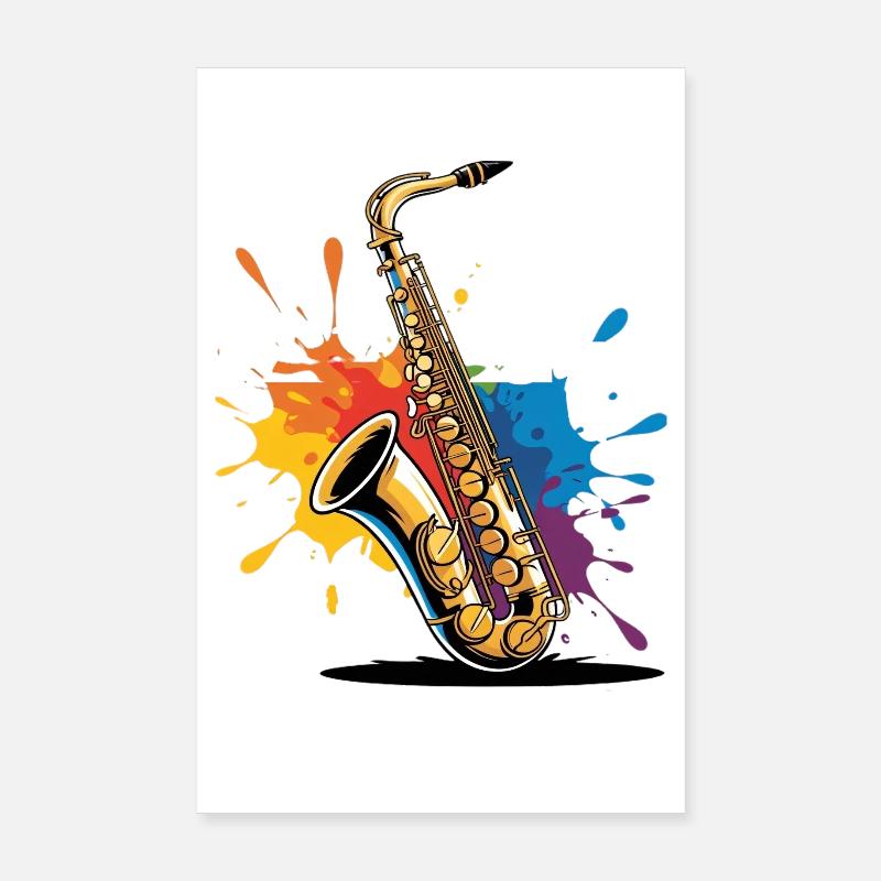 Expressionist saxophone art print Poster 8" x 12" (20x30 cm)