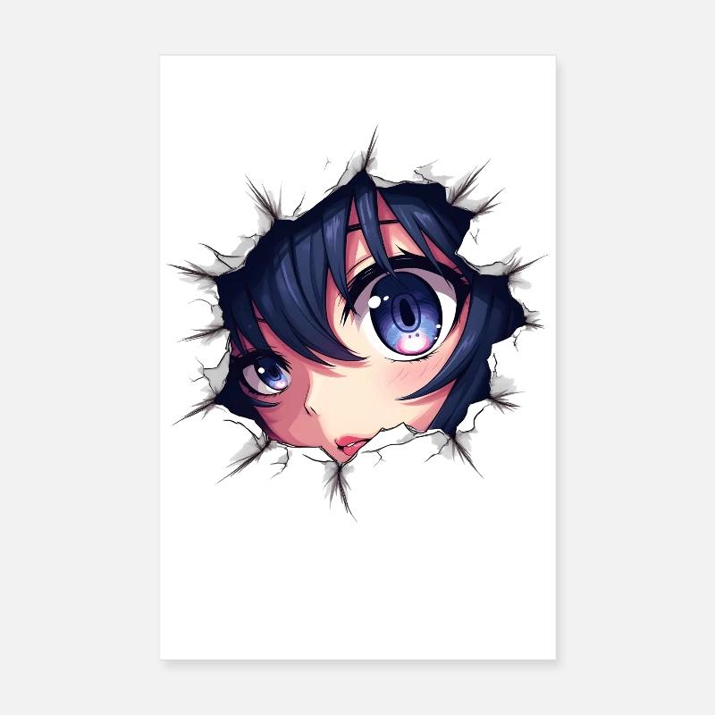 Anime-Auge mit durchbrochenem Papier-Effekt Poster 20x30 cm