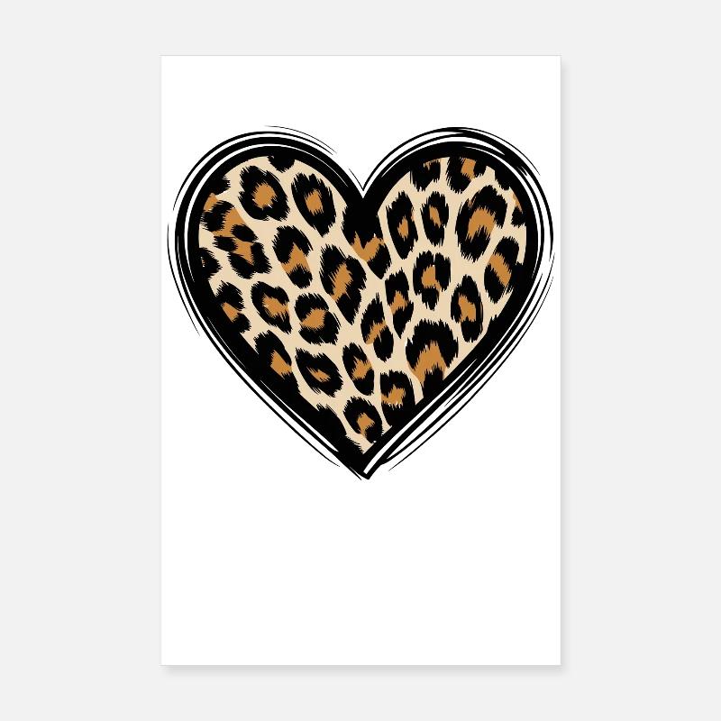 Leopard heart pattern with animal print Poster 8" x 12" (20x30 cm)