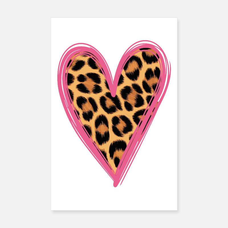 Leopard Pattern Heart Design Poster 8" x 12" (20x30 cm)