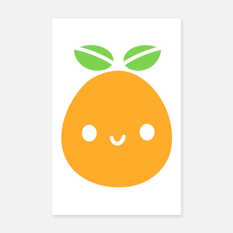 Cute citrus fruit with smiling face Mango Poster 8" x 12" (20x30 cm)