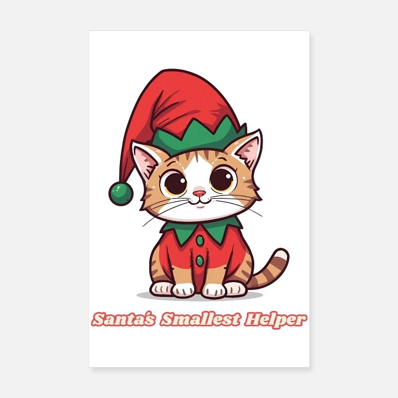 Weihnachtsdesign Katze – Santa’s Smallest Helper Poster 20x30 cm
