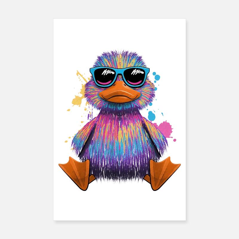 Rubber duck Duck pond Colorful duck Poster 8" x 12" (20x30 cm)