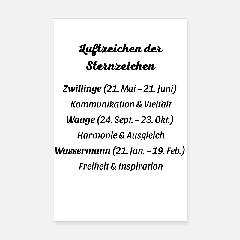 Luftzeichen der Sternzeichen Poster 20x30 cm