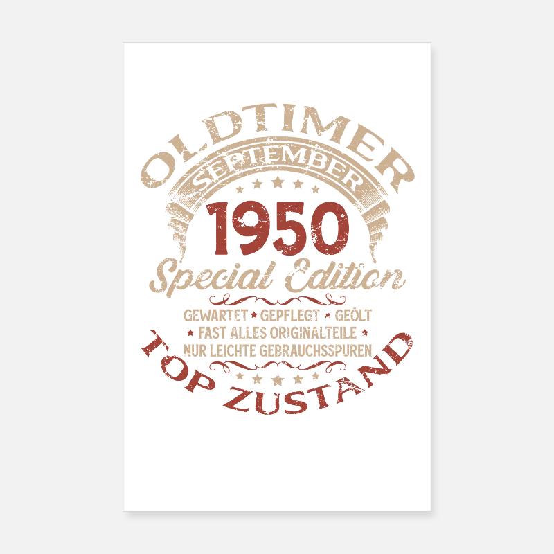 75. Geburtstag Geschenk Oldtimer September 1950 Poster 20x30 cm