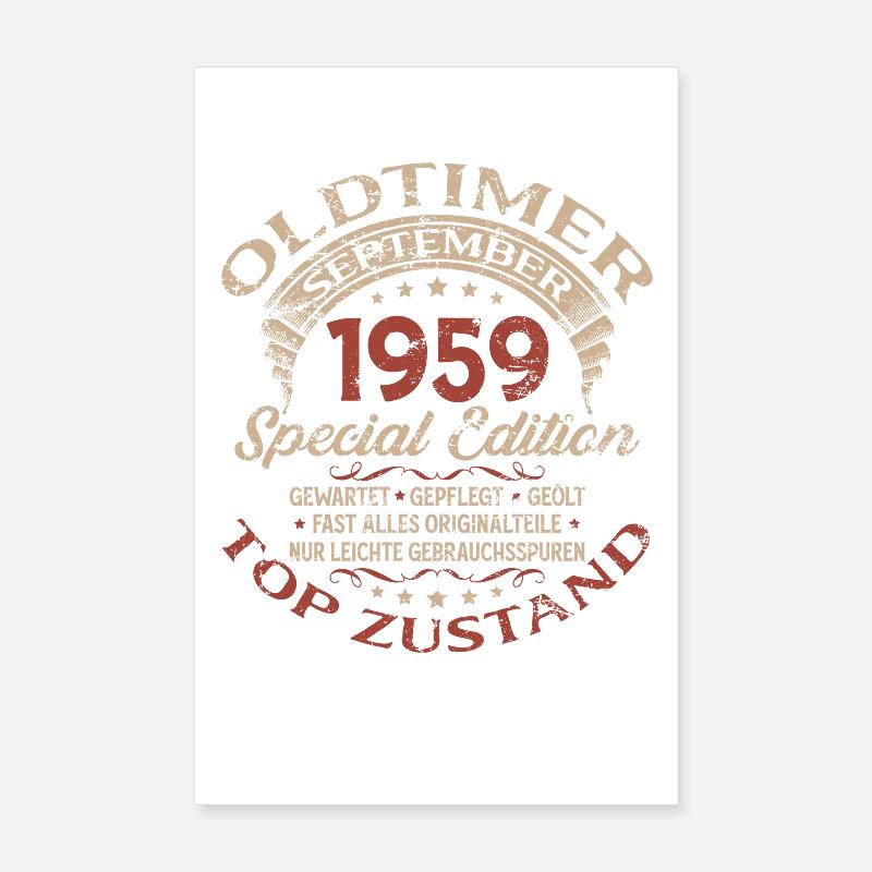 66. Geburtstag Geschenk Oldtimer September 1959 Poster 20x30 cm