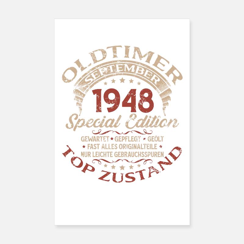 77. Geburtstag Geschenk Oldtimer September 1948 Poster 20x30 cm