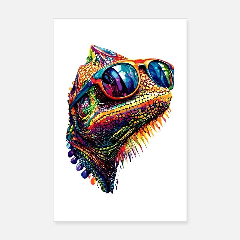 Chameleon Lizard Reptile Chameleon Iguana Lizard Poster 8" x 12" (20x30 cm)