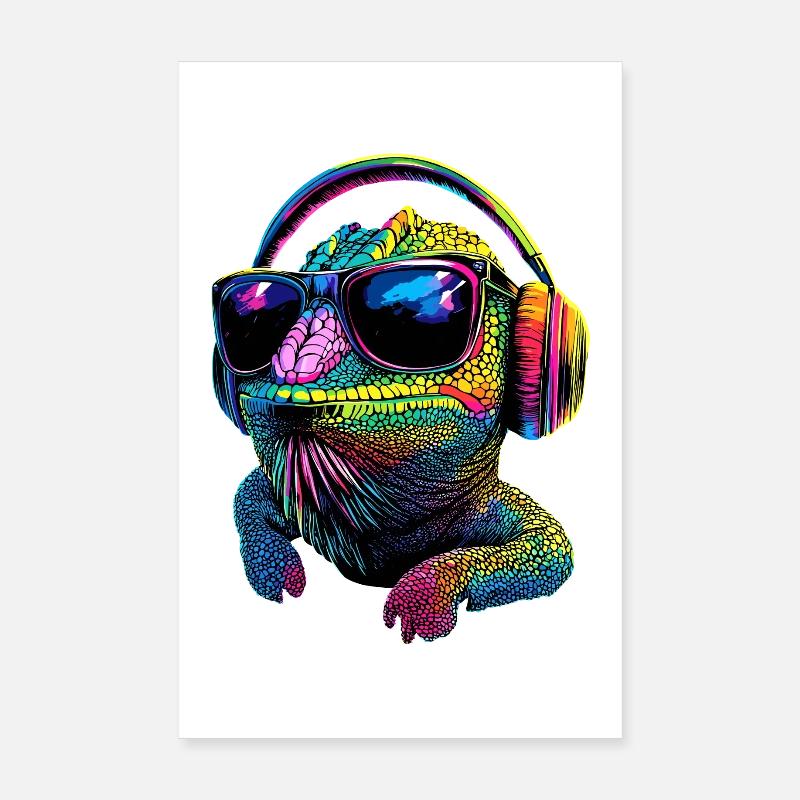 Caméléon Lézard Reptile Caméléon Iguane Lézard Poster 20 x 30 cm