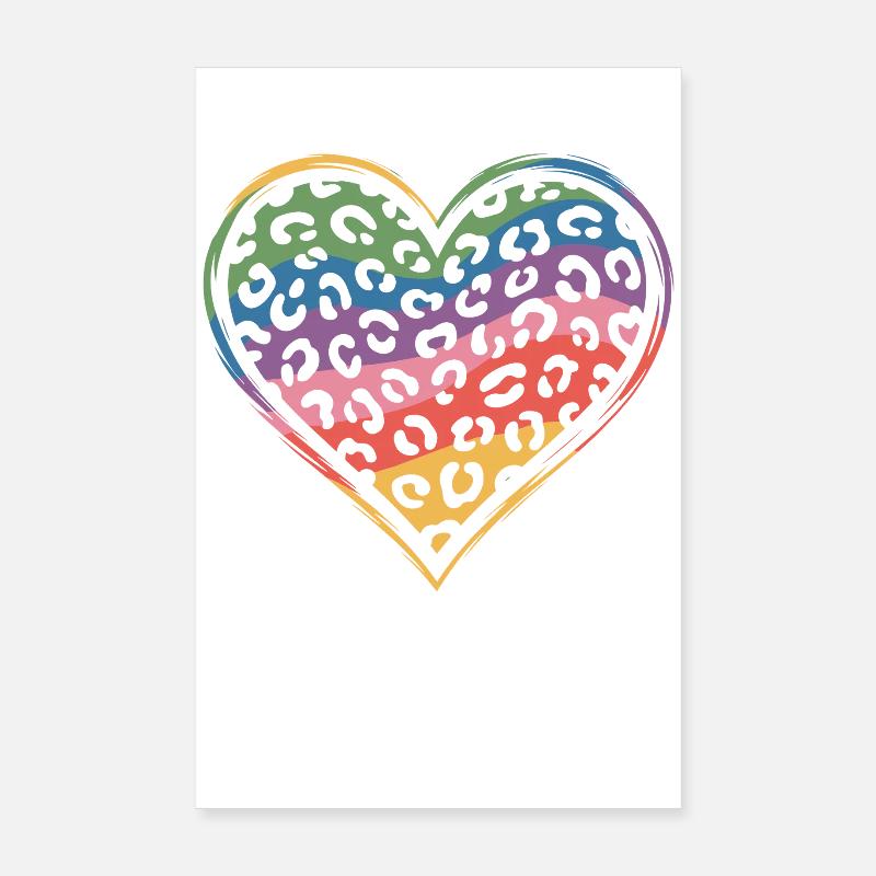Regenbogen Leopard Herz Design Poster 20x30 cm