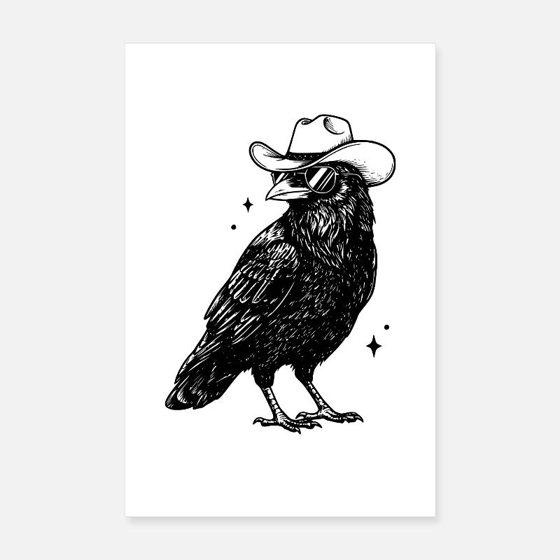 Cowboy Rabe - Poster 20x30 cm - Weiß