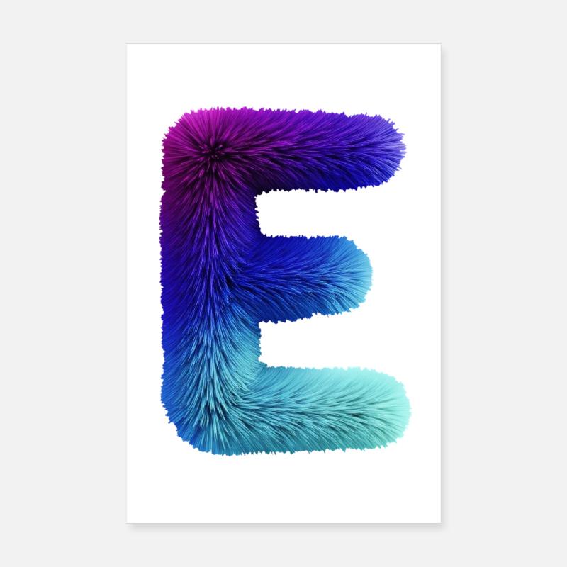 Letter E fur effect | Gradient purple blue Poster 8" x 12" (20x30 cm)