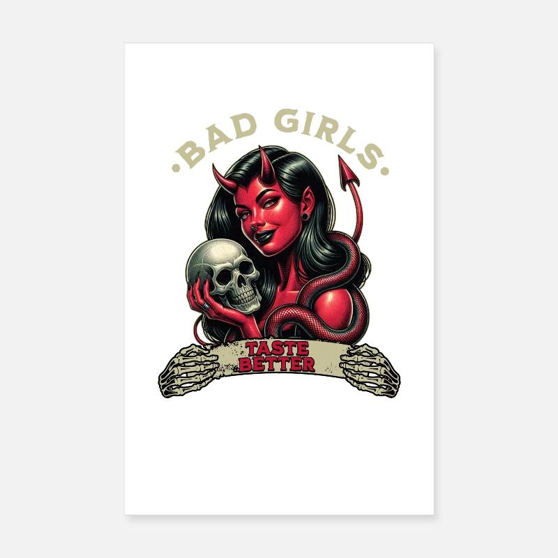 Böse Mädchen schmecken besser Tätowierte Mädchen B Poster 20x30 cm
